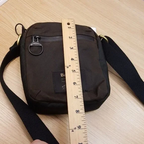 BARBOUR Mens Field Wax Crossbody Bag Olive Black